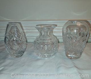3 Stunning Small Waterford Crystal Vases