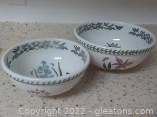 Pair of Porcelain Portmierion Botanic Garden Mixing Bowls 