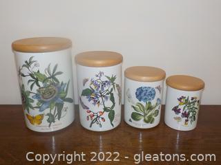 4 Piece Porcelain Canister Set from Portmeirion “Botanic Garden” 