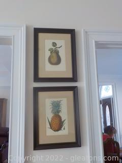 Pair of Framed Decorator Prints: “Queen Pine” and “Gansels Bergamot Pear” 