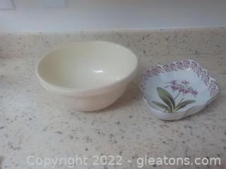 Pair of Pretty English Pieces, 1 for Decor; 1 is Ascot White Cookware Bowl 