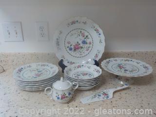 Dainty Floral Adult Tea, Party Set of “Spring Night” Fine China 