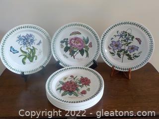 Set of 8 Dinner Plates: Portmeirion “Botanic Garden” Porcelain