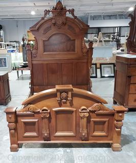 Beautiful Victorian Renaissance Full Size Bed Featuring Intricate Carved Details