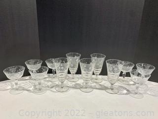 Halifax by Rock Sharpe Goblets and Floral Champagne Glasses 