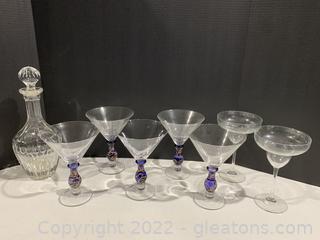Amethyst Purple Cocktail Glasses and Decanter 