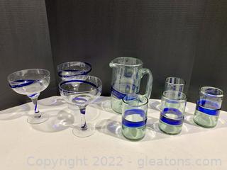 Royal Blue Swirl Glass Collection 