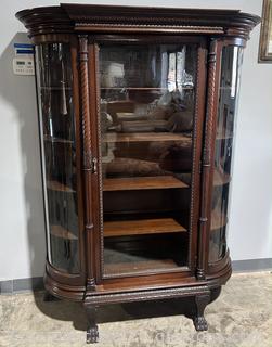 Gorgeous Vintage Curved Glass Curio Cabinet