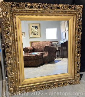 Gold Frame Antique Wood Carved Wall Mirror