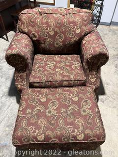Gorgeous Upholstered Arm Chair With Ottoman 