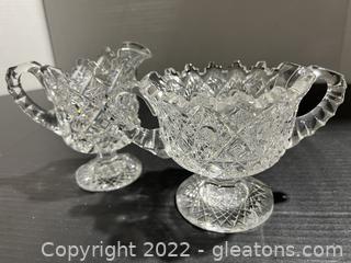 Gorgeous Footed Pedestal Creamer and Sugar 