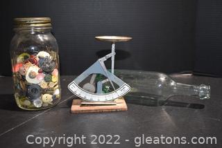Hamilton Scale-Round Bottom Bottle-Jar of Old Buttons