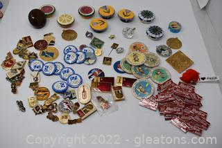 Foreign Olympic & Coca Cola Pin and Dresser Knobs & a Door Knob more