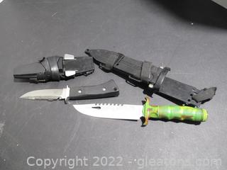 2 Fixed Blade Knives & Holders