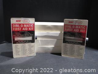 6 Vintage Rexall Dial-O-Matic First Aid Kits 