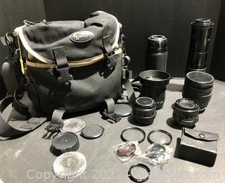 Multiple Camera Lenses and Bag 