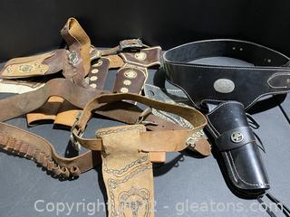 Leather Utility Belt/Toy Gun Holder Lot 