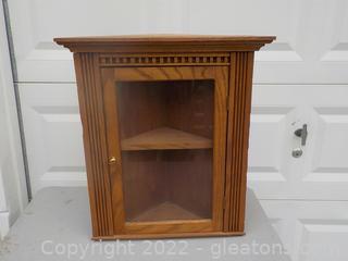 Small Wooden Corner Cabinet with 1 Adjustable Shelf 