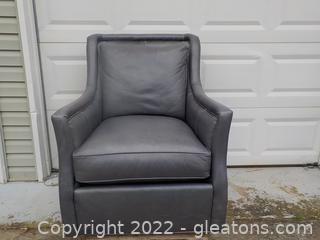 High End Leather Swivel Chair Made by CR Laine, with Nailhead Trim 