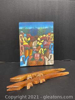 Hand painted Art and Handcrafted Alligator figurines