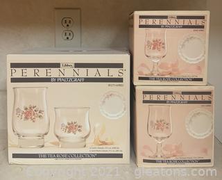 Libbey Perennials by Pfaltzgraff “The Tea Rose Collection” 20pcs 