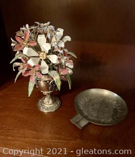 Vintage 1978 Franklin Mint Imperial Russian Bouquet & Brass Ashtray
