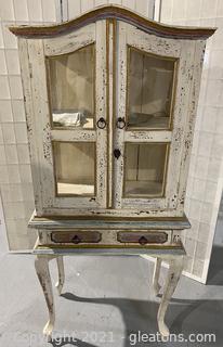 Distressed French Provincial Inspired Display Cabinet 