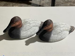 Pair of Hand-Sculpted and Hand-Painted Ducks 