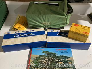 Manon Cabimat Automatic Slide Projector and Various Slides 