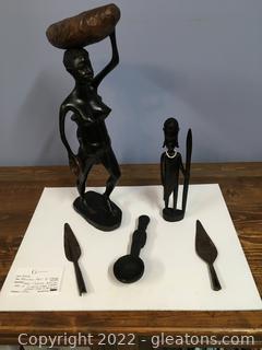 African Sculpture Art & Spear Heads