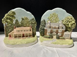 Ceramic Hand Painted House Bookends