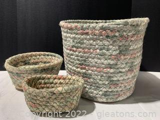 Woven and Quilted 3 Piece Basket Set