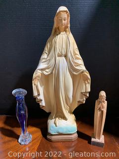 Statue of Mary Lady of Grace and Saint Cecilia Figurine