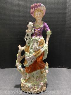 Woman with Cat Vcagco China Figurine 