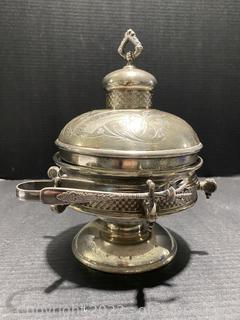 Antique Victorian Ornate Silver Plate Chafing Dish 