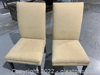A Pair Creamy Parson’s Dining Chairs 