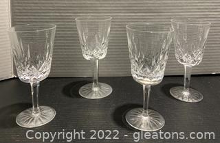 Four Waterford Crystal “Lismore” Water Goblets 