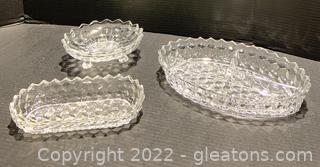 Three Vintage Fostoria American Clear Serving Dishes 