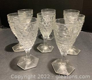 Eight Vintage Fostoria American Clear Wine Glasses 