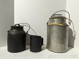 Bromwell's Sifter & Pair of Dairy Containers 