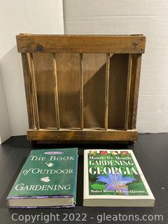 Wooden Wall Organizer with Two Books About Gardening 