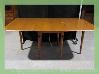 Vintage Stained, Drop-Leaf Dining Tale by Roy P, Behrens, TX