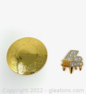 Neiman Marcus Purse Mirror & Piano Costume Jewelry Pin