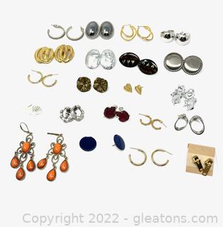Costume Jewelry Earrings Collection Some Pierced, Some Clip on 