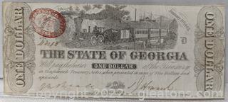 1863 $1 State of Georgia Milledgeville Crisswell 12A-Redseal 