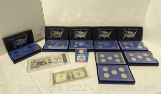 8 State Quarter Sets Plus $1 Silver Certificate Strange and Mount Rushmore Colorized $2 New Jersey State Quarter W/Stamp