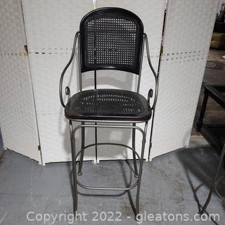 Traditional Drexel Metal Swivel Bar Stool with Cane Seat and Back 