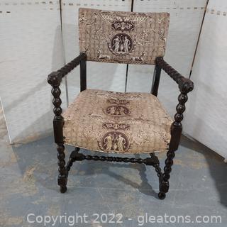 Nice Jacobean Style Chair with Upholstered Seat and Back