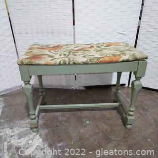 Small Wooden Vanity Bench with Upholstered Seat 