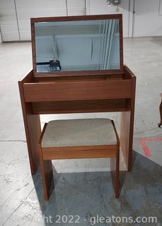 Mirrored Vanity with Stool 
